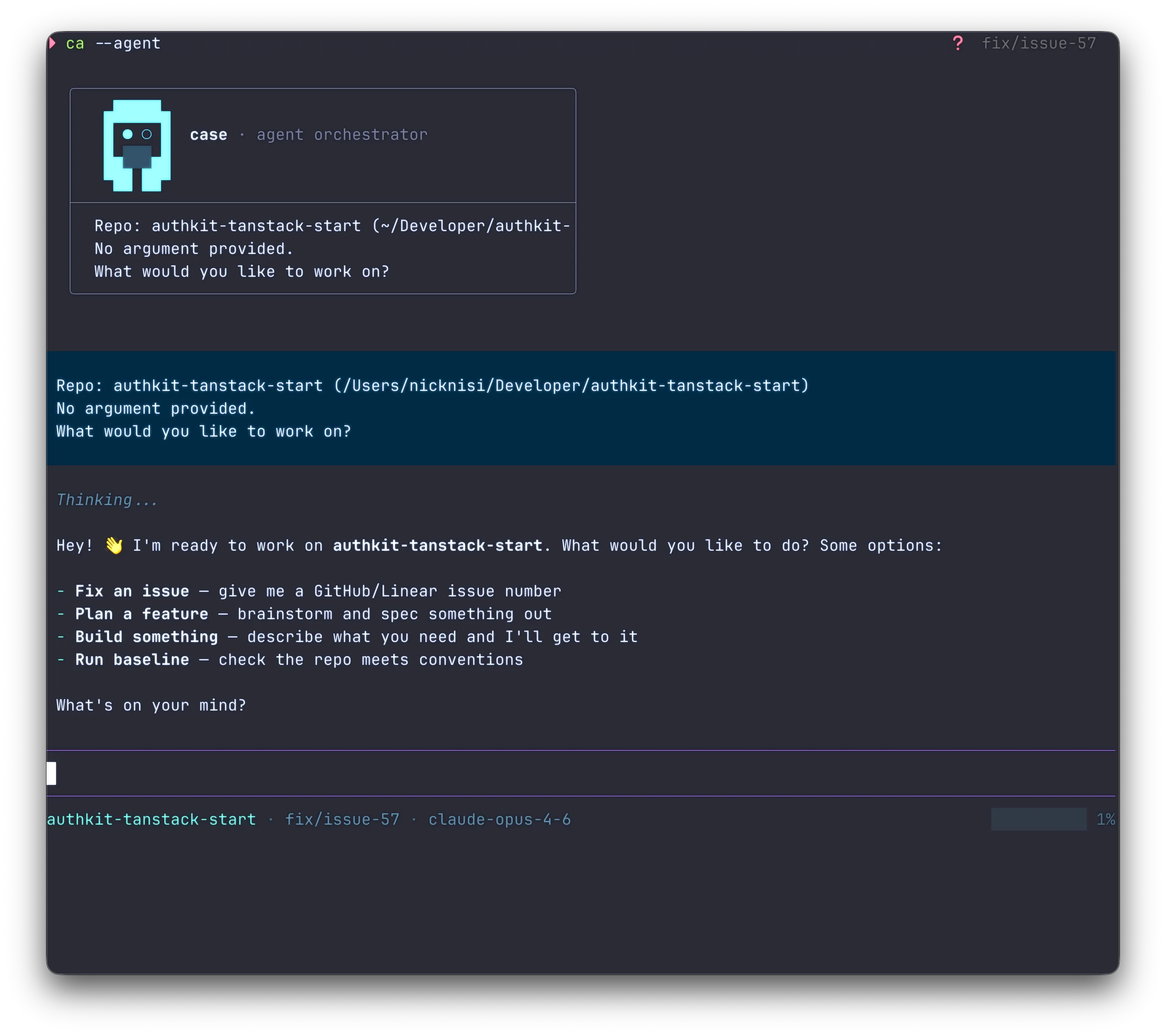 case running in agent mode